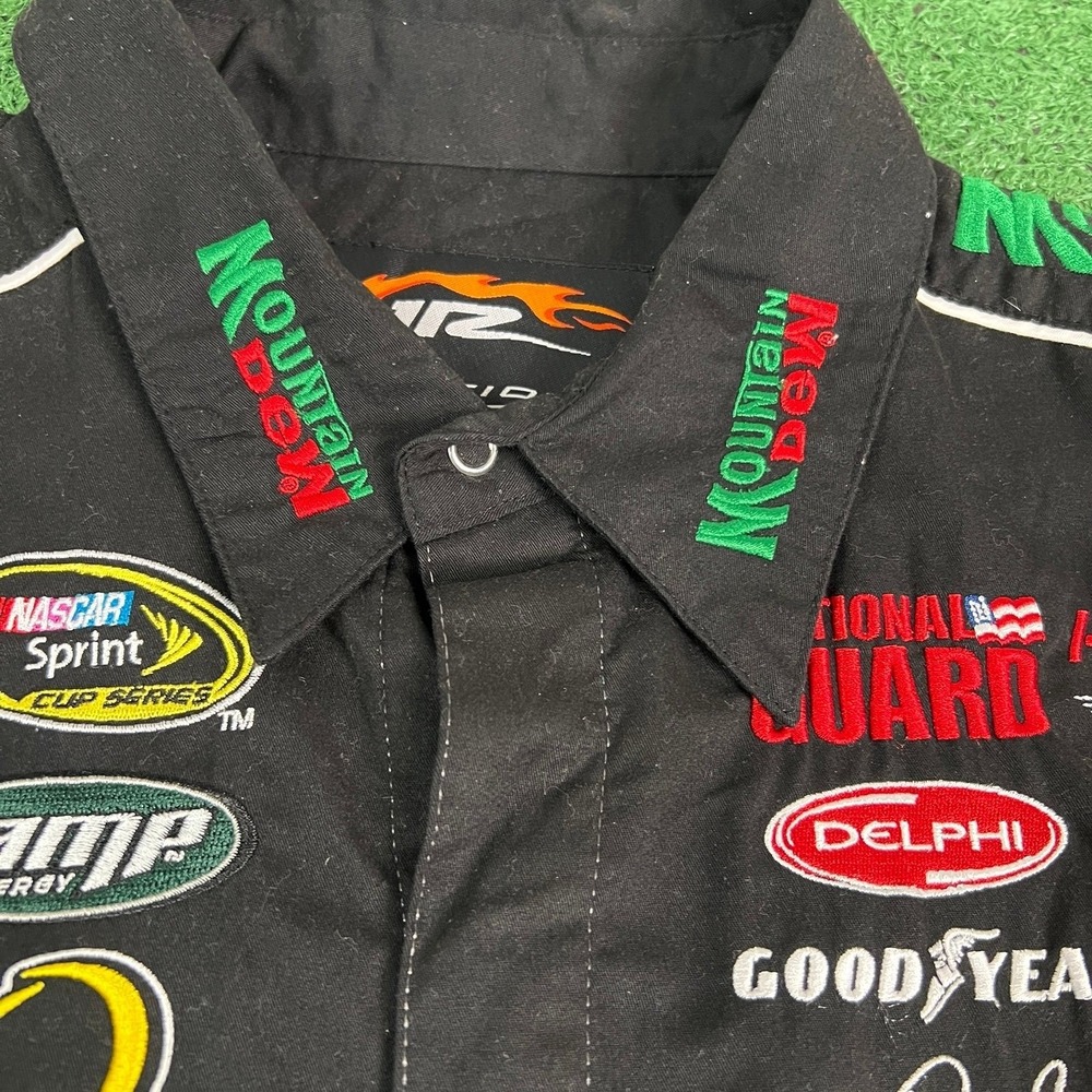 RARE Vintage NASCAR Mountain Dew Dale Jr Racing Button Up Shirt (Size - X Large) - Picture 11 of 12